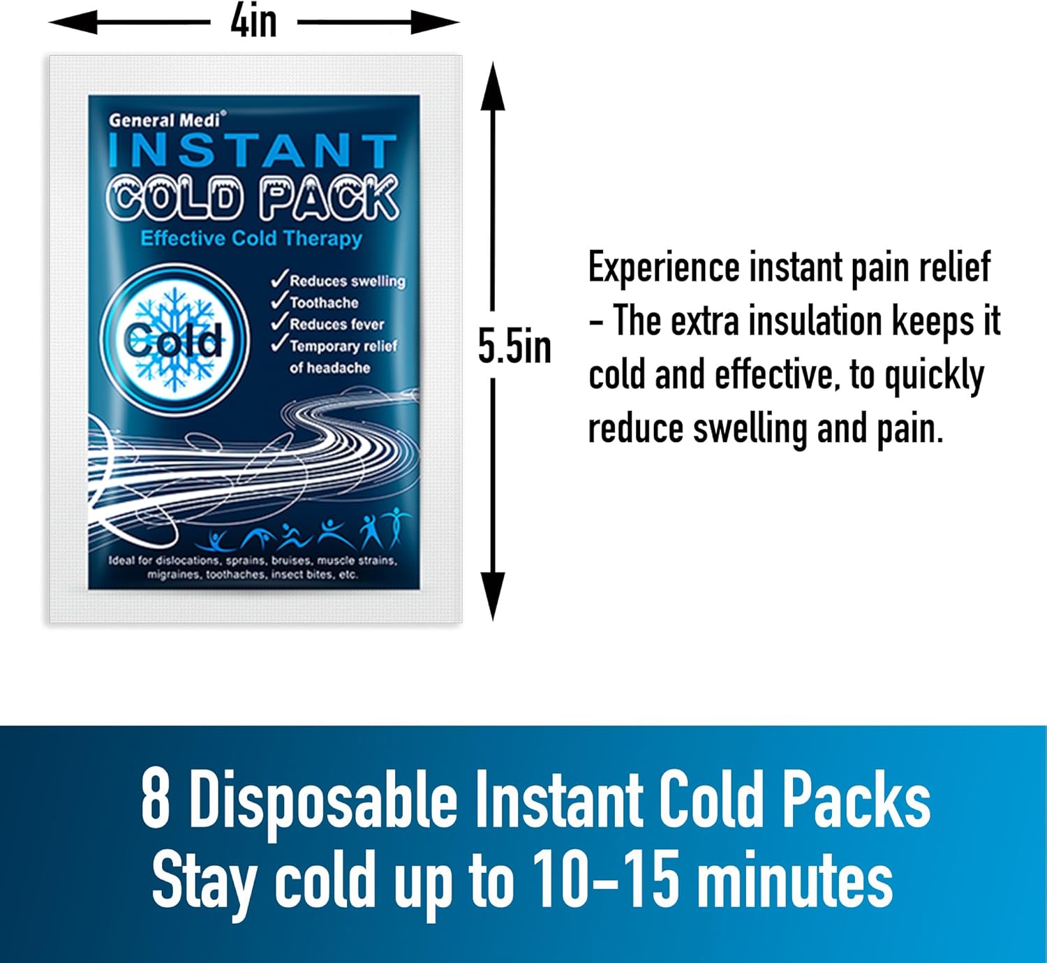 8 Packs Disposable Cold Therapy Ice Packs