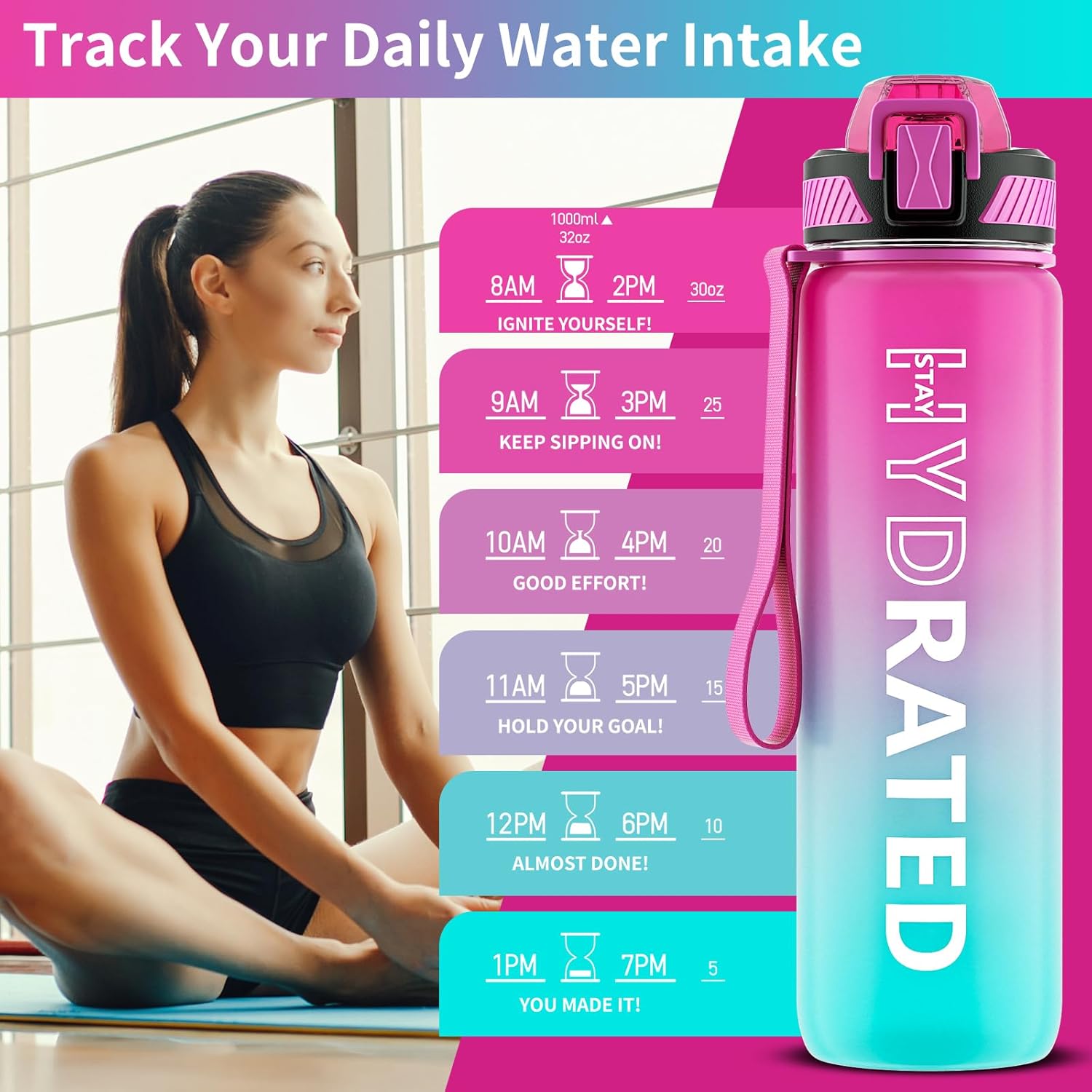 Water Bottle with Straw
